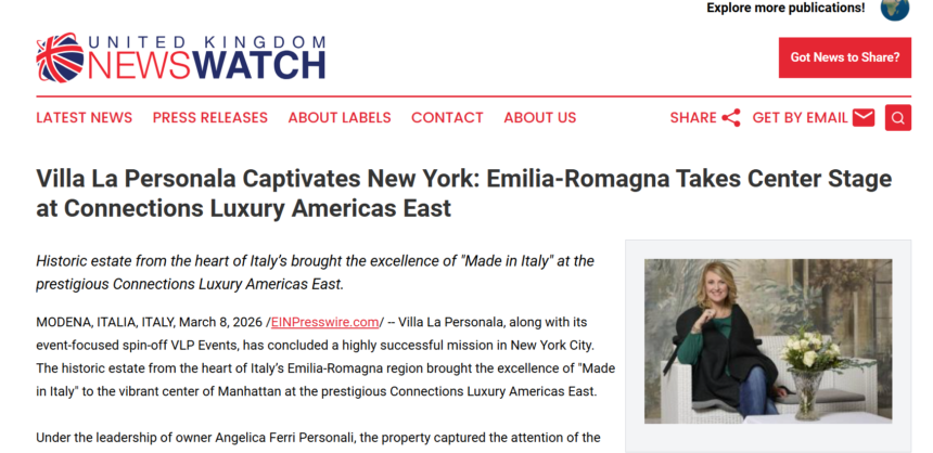 IMPRESE. USA-ER. VILLA LA PERSONALA CONQUISTA LA STAMPA GLOBALE: L’EMILIA-ROMAGNA È LA REGINA DELL’ESPERIENZA TURISTICA A NEW YORK