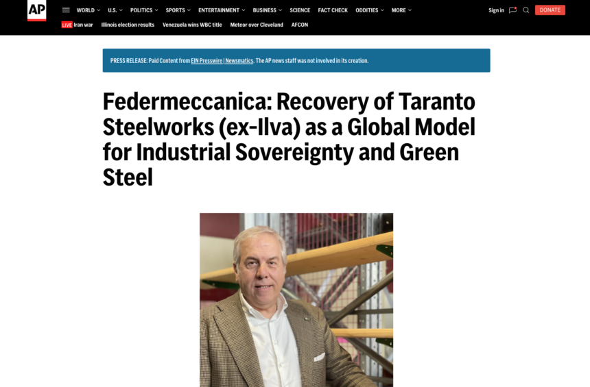 INDUSTRIA. PUGLIA. EX ILVA, PER BETTINI (FEDERMECCANICA): ‘UN MODELLO INTERNAZIONALE DI SOVRANITA’ INDUSTRIALE’