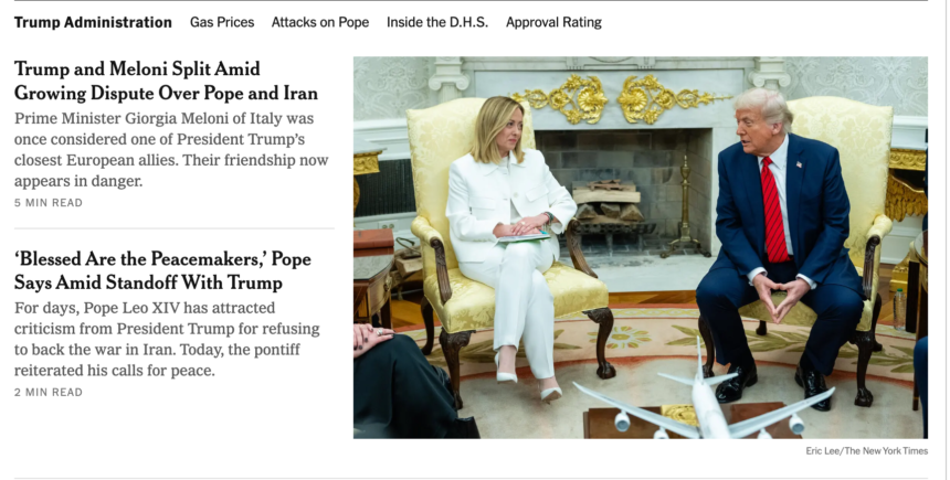 ATTUALITA’. USA – ITALIA. L’ASSE DEL MEDITERRANEO: PERCHÉ IL NEW YORK TIMES METTE TRUMP E MELONI IN PRIMA PAGINA