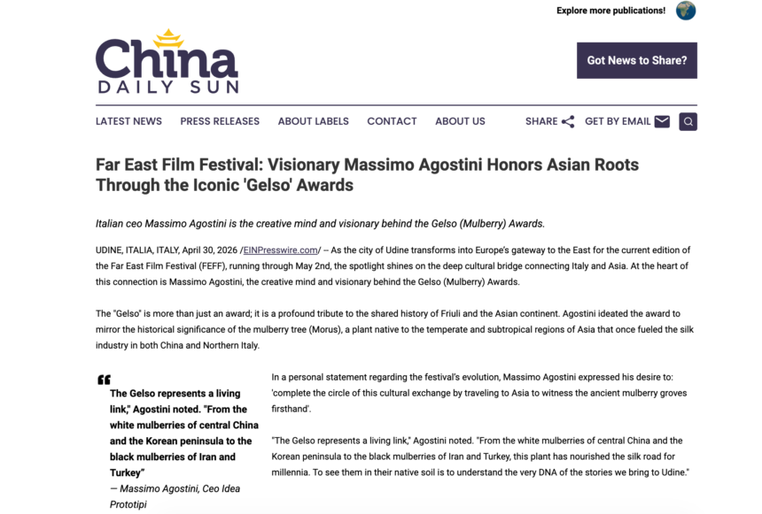 Screenshot 2026-04-30 alle 15.11.27 EVENTI. FVG. IL “GELSO” DI MASSIMO AGOSTINI CONQUISTA L’ORIENTE: ECO IN CINA E COREA PER IL SIMBOLO DEL FAR EAST FILM FESTIVAL