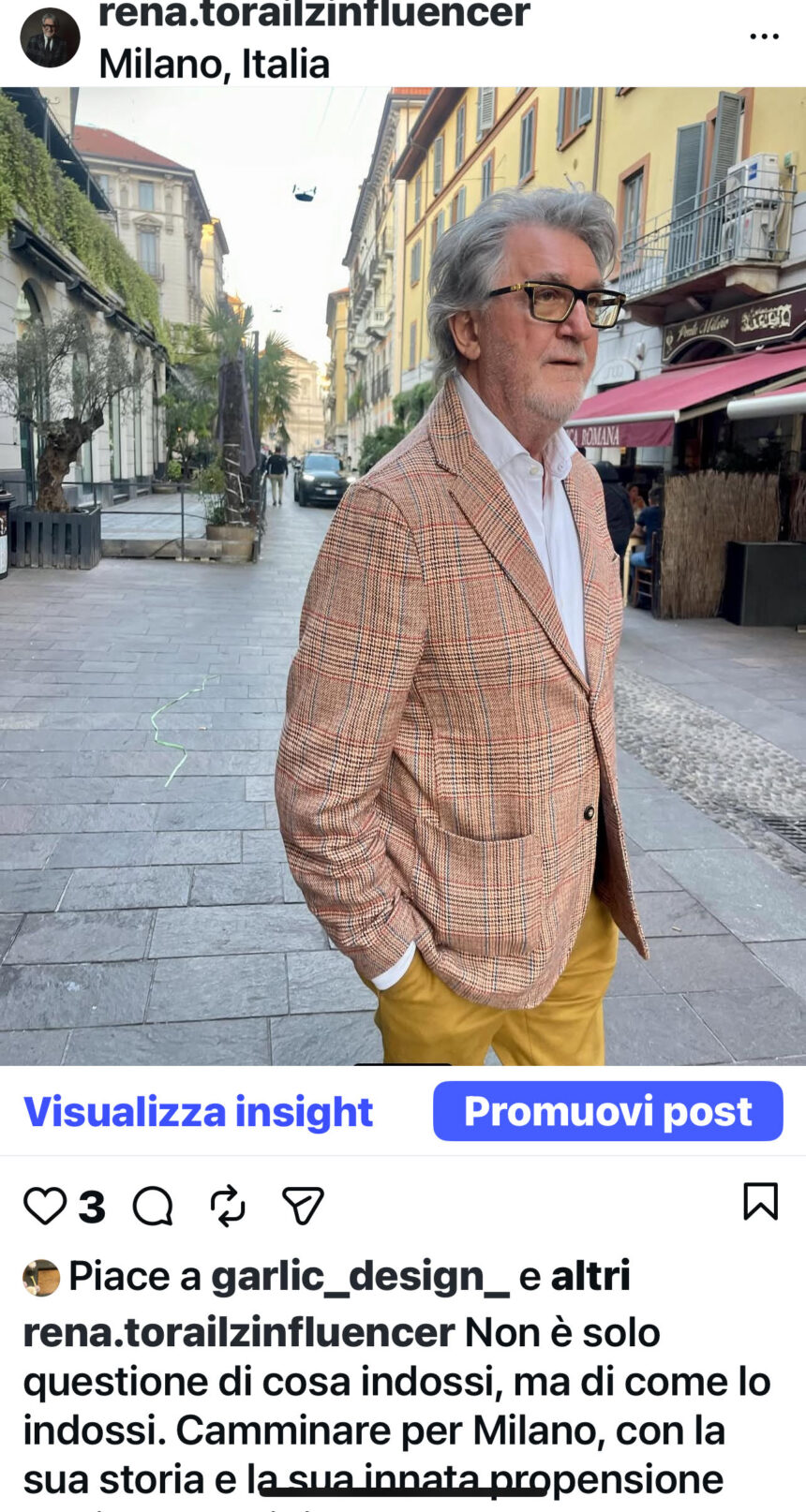 SOCIAL. FVG. DALL’ACCIAIO ALLO STILE: RENATO RAILZ DEBUTTA SU INSTAGRAM COME INFLUENCER DI ELEGANZA “BOHÉMIEN”