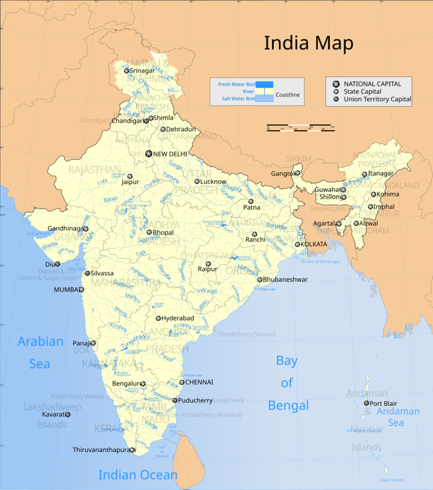 India_map_en.svg Siderurgia. India. Mentre l’Italia ‘gioca’ sul suo futuro siderurgico, l’India corre e diventa il motore del mondo