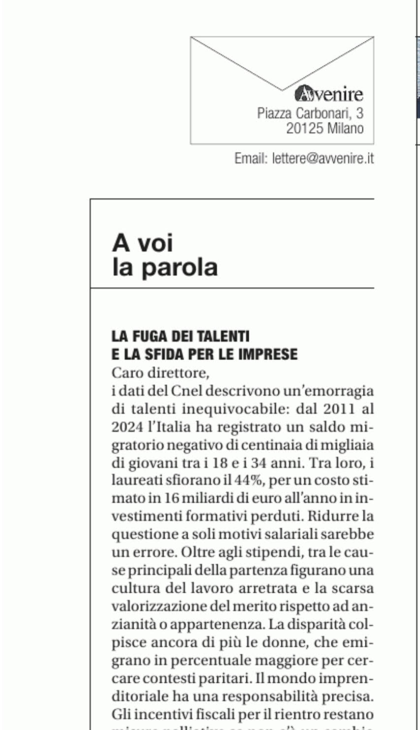 unnamed-4 Lavoro. Italia. Rapporto Cnel su fuga cervelli. L’intervento di Fabio Storchi oggi su Avvenire